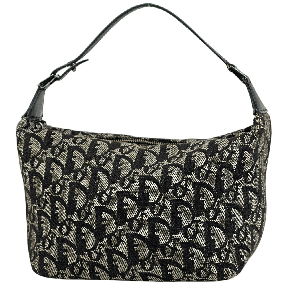 Christian Dior Trotter Handbag Tote Bag Pouch Clutch Canvas Black
